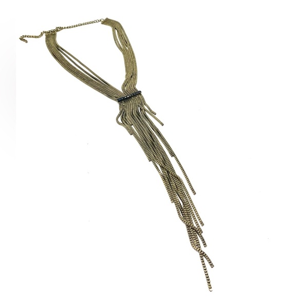 New Free People Gold Waterfall Tiered Draping Necklace - Picture 1 of 4